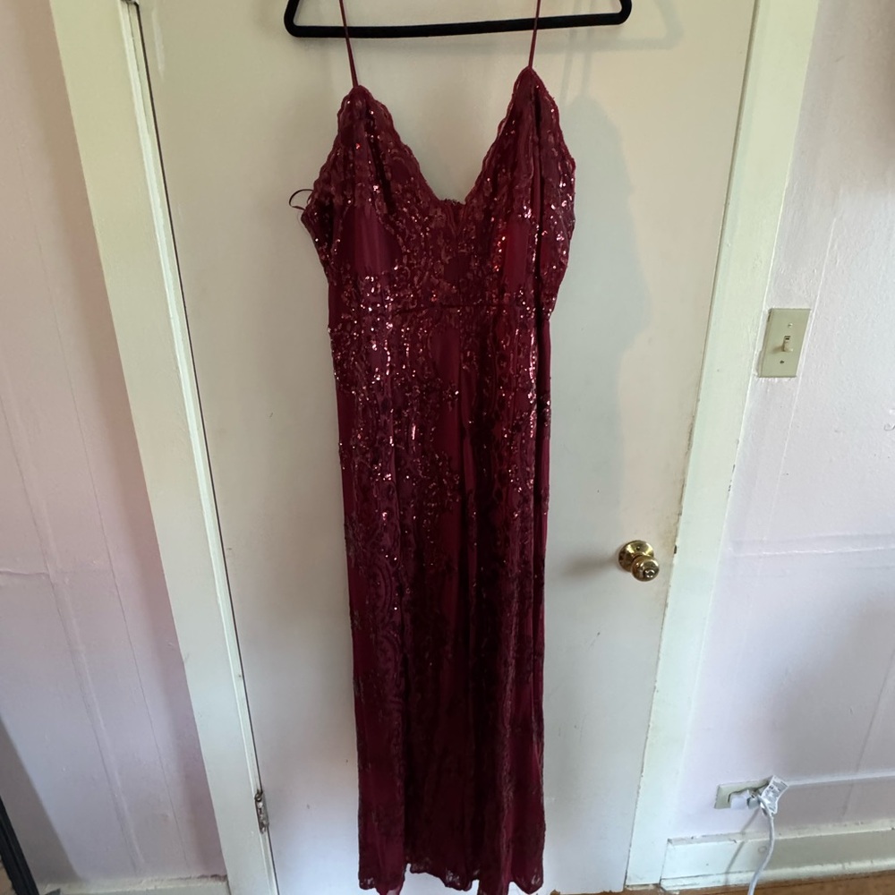 Glamorous Wine Sequin Maxi Dress
